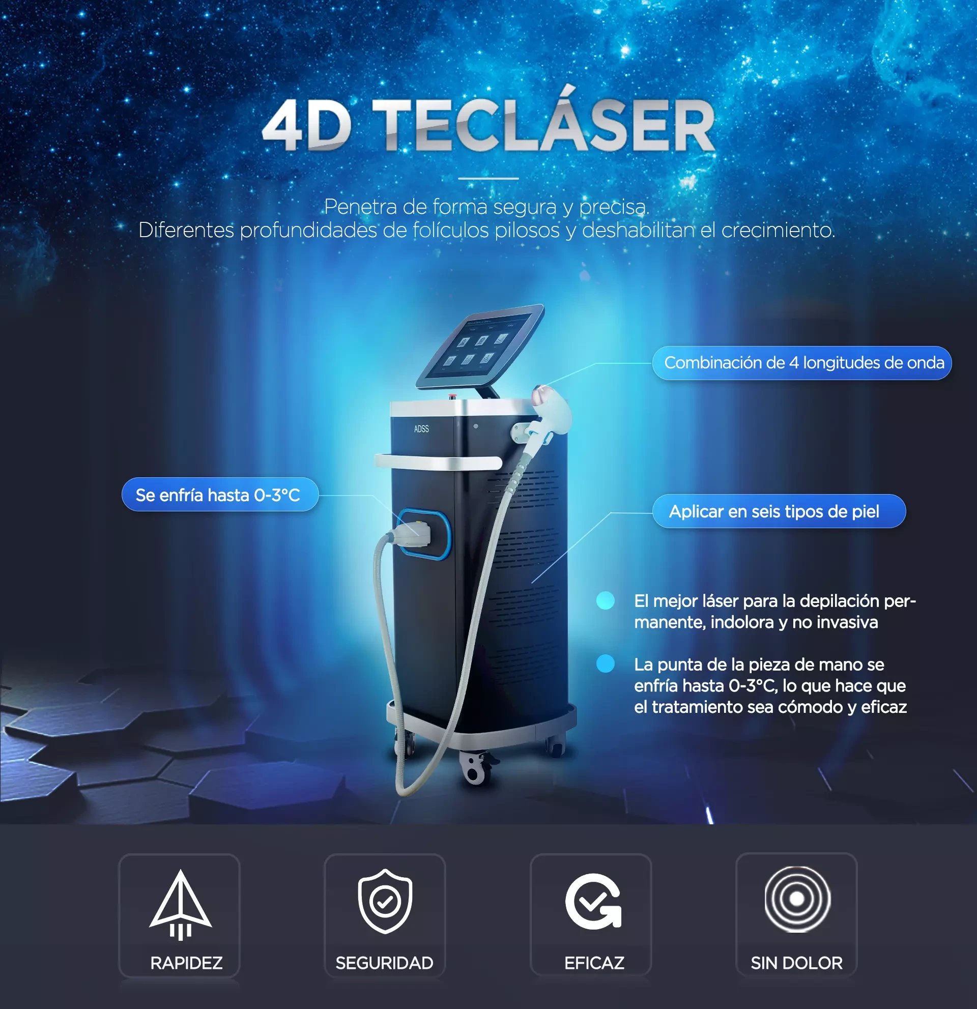 Depiladora diodo láser 4D Teclaser Depiladora diodo láser 4D Teclaser